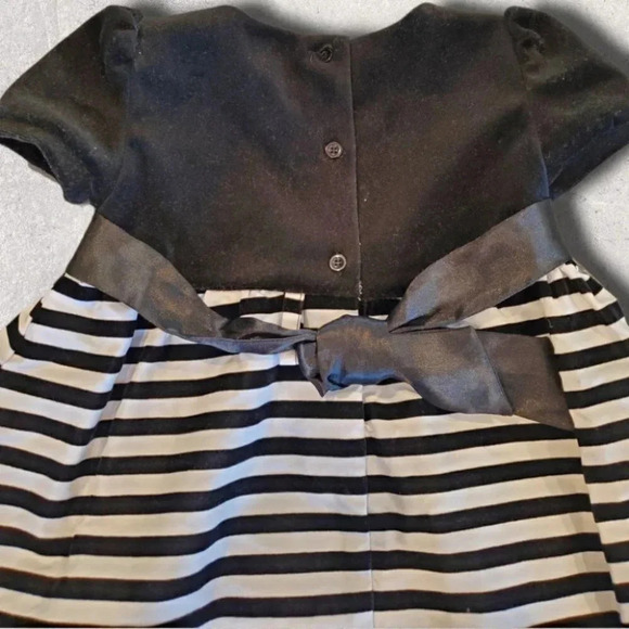 24m, Sol La Vita- Black and White Velvet Stripe Baby Dress - Picture 6 of 9
